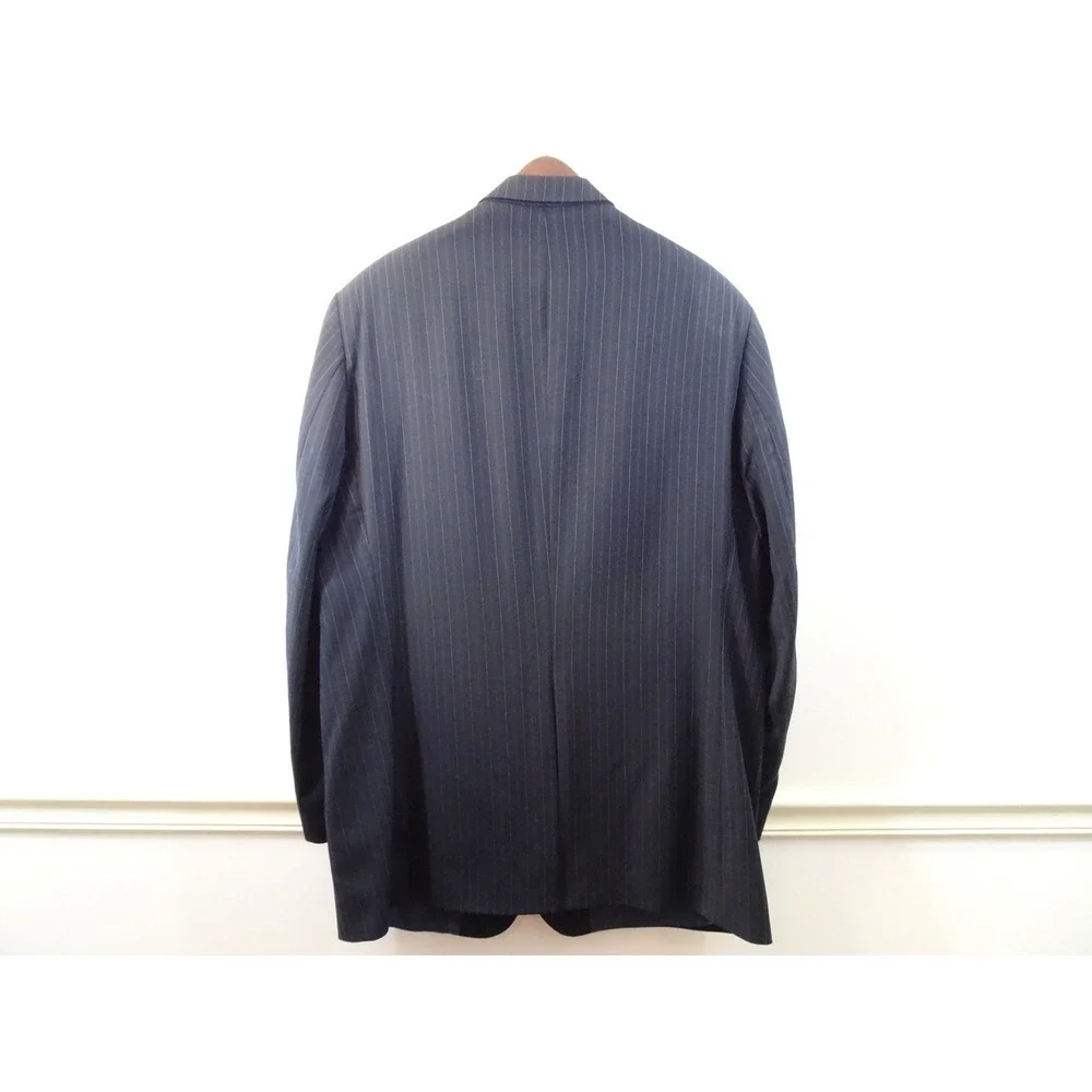 Lauren Ralph Lauren Mens Navy Blue Pinstripe Wool Blazer Suit Jacket 2 Button